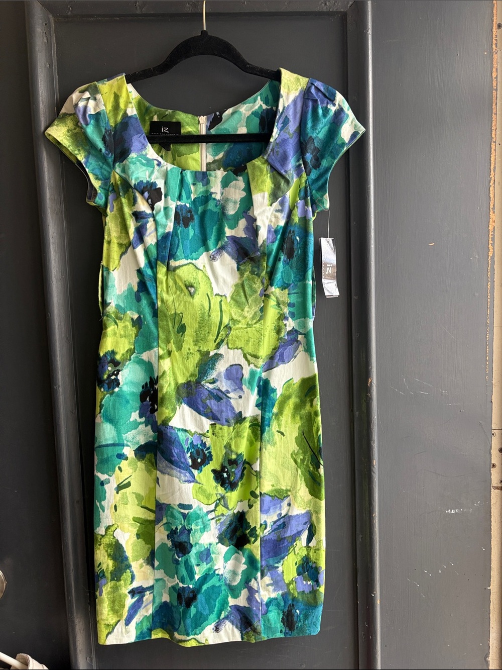 Byer California Green & Blue Floral Sheath Dress